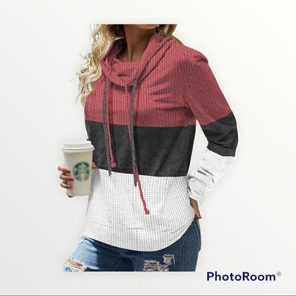 ROTITA Cowl Neck Drawstring Sweatshirt - Picture 1 of 4